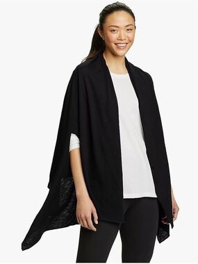 Eddie Bauer Daisy Travel Wrap Women's One Size Black Lightweight Pocket NWT
